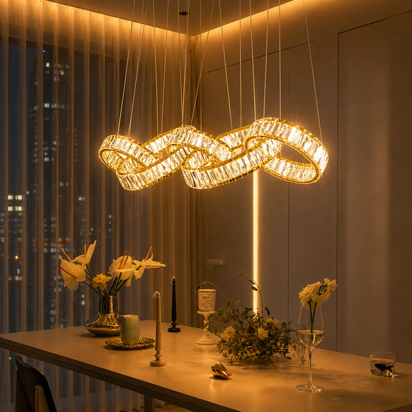 New Zynella Modern Rectangular LED Crystal Chandelier