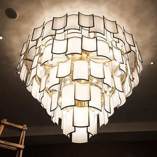 Zynella Glass Chandelier Modern  Vintage Brass Accent Lighting
