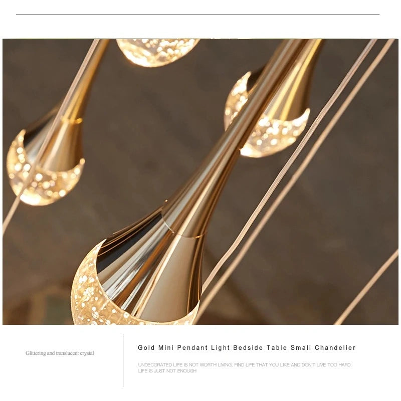 Water Drop Crystal Pendant Refined Modern  Sculptural Spiral LED Fixture