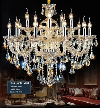 Zynella Italian K9 Candlestick Chandelier Modern  Sleek Linear Suspension Light