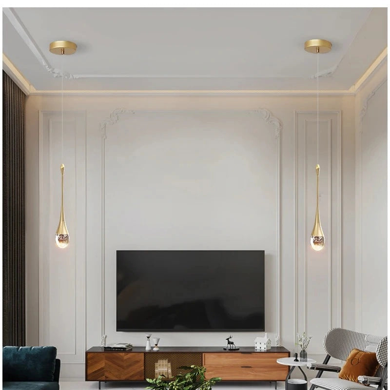 Water Drop Crystal Pendant Refined Modern  Sculptural Spiral LED Fixture