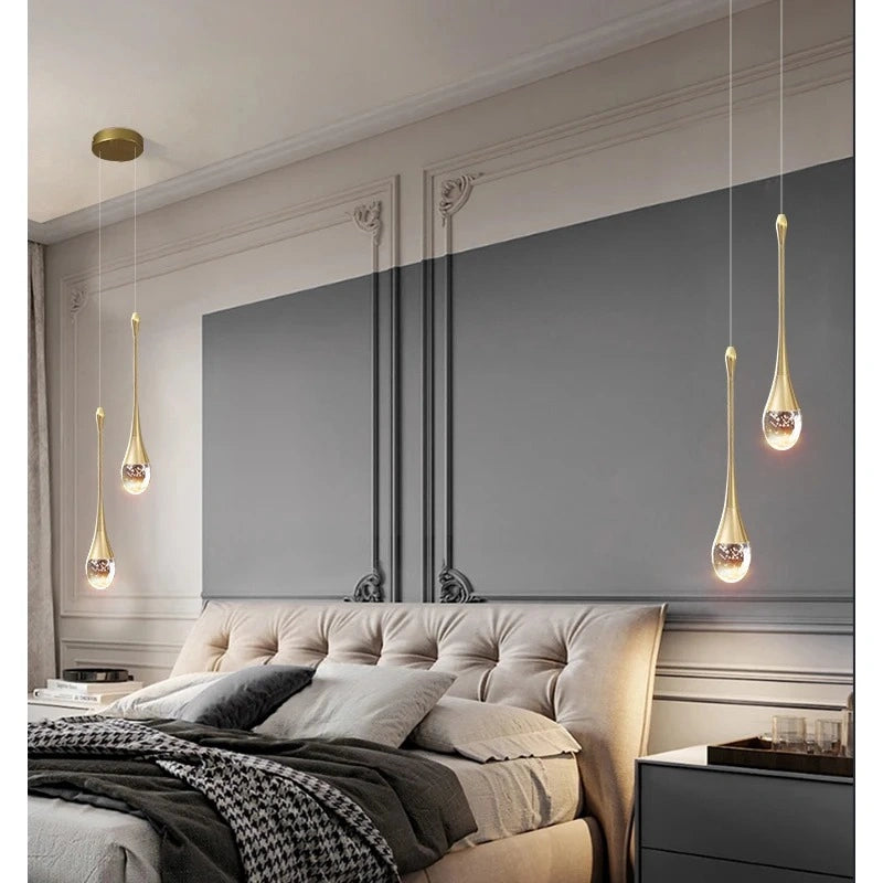 Water Drop Crystal Pendant Refined Modern  Sculptural Spiral LED Fixture