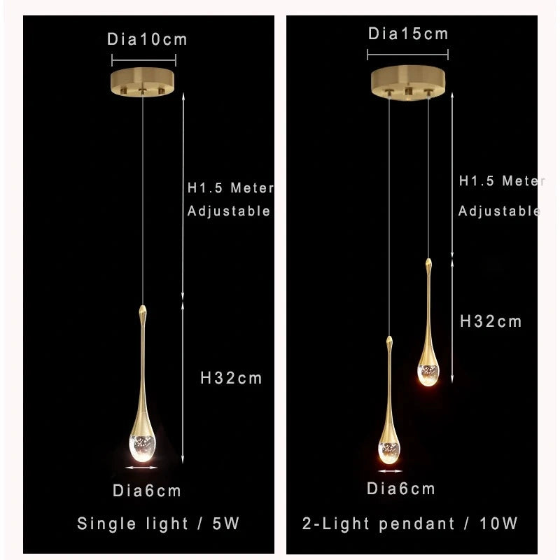 Water Drop Crystal Pendant Refined Modern  Sculptural Spiral LED Fixture