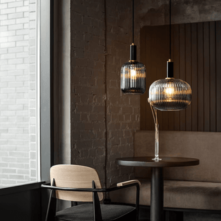 Nordic Vintage Style Striped Glass Pendant Modern  Vintage Brass Accent Lighting