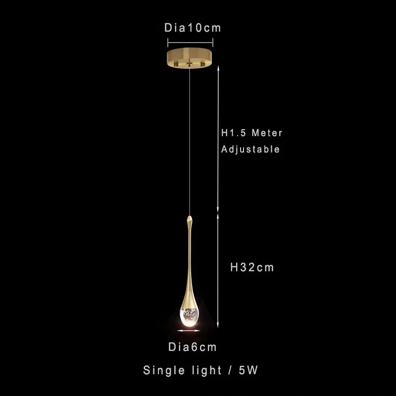 Water Drop Crystal Pendant Refined Modern  Sculptural Spiral LED Fixture