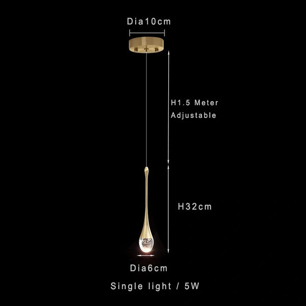 Water Drop Crystal Pendant Refined Modern  Sculptural Spiral LED Fixture