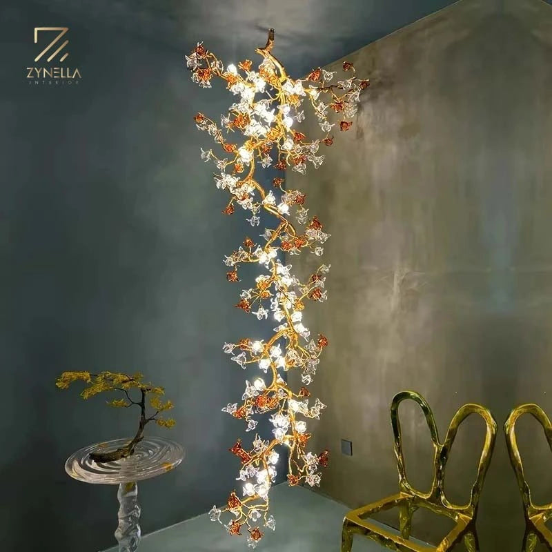 Zynella Willow Branch Modern Crystal Wall Light