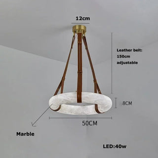 Leather Belt Marble Ring Pendant Modern  Luxury Marble Base Table Lamp