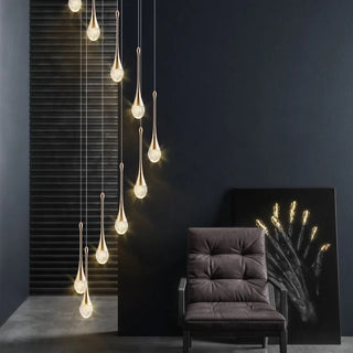 Water Drop Crystal Pendant Refined Modern  Sculptural Spiral LED Fixture