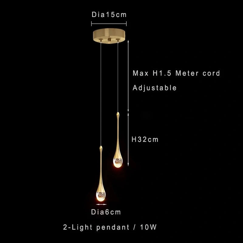 Water Drop Crystal Pendant Refined Modern  Sculptural Spiral LED Fixture