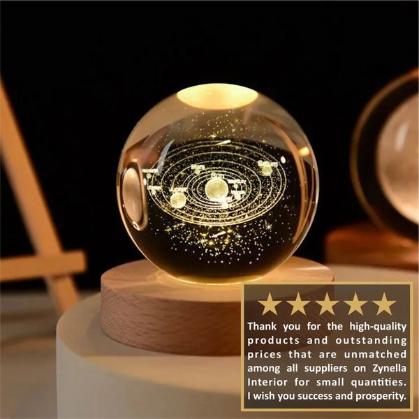 Zynella Celestial: 3D Laser-Etched Crystal Ball Night Light