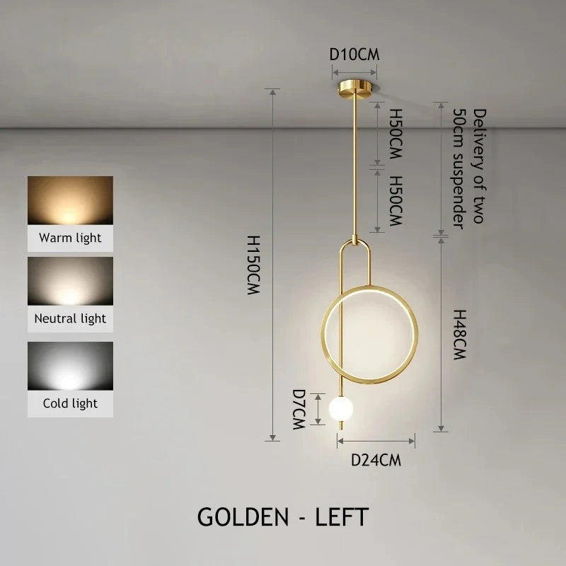 Modern Gold Ring Pendant Light