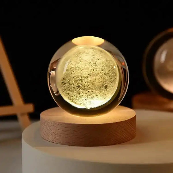 Zynella Celestial: 3D Laser-Etched Crystal Ball Night Light