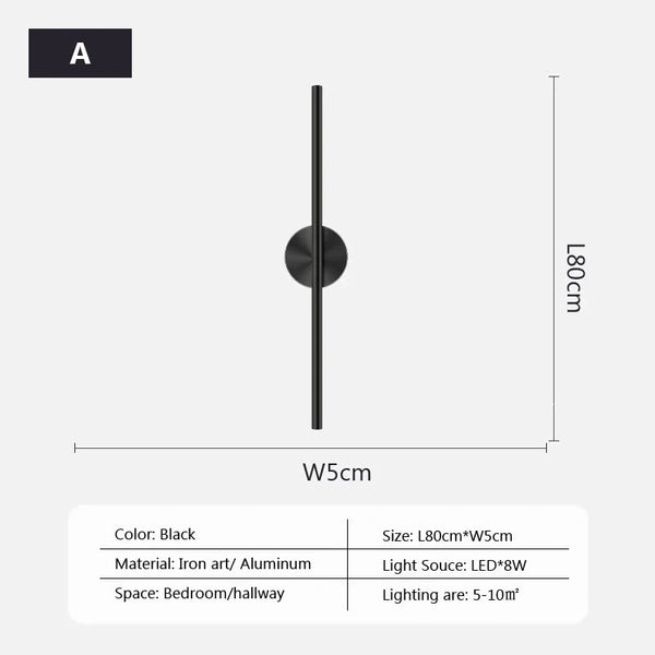 Zynella Black Tube Wall Lamp