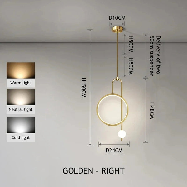 Modern Gold Ring Pendant Light