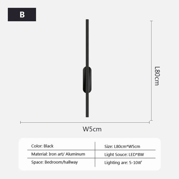 Zynella Black Tube Wall Lamp