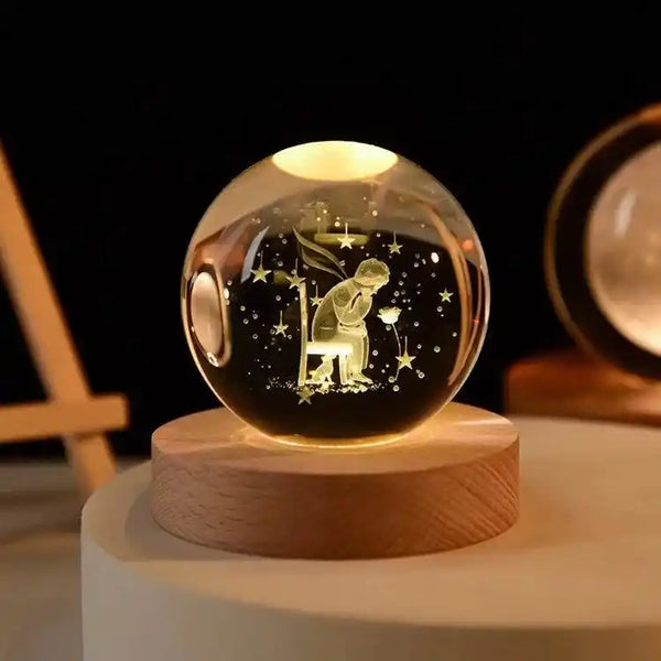 Zynella Celestial: 3D Laser-Etched Crystal Ball Night Light