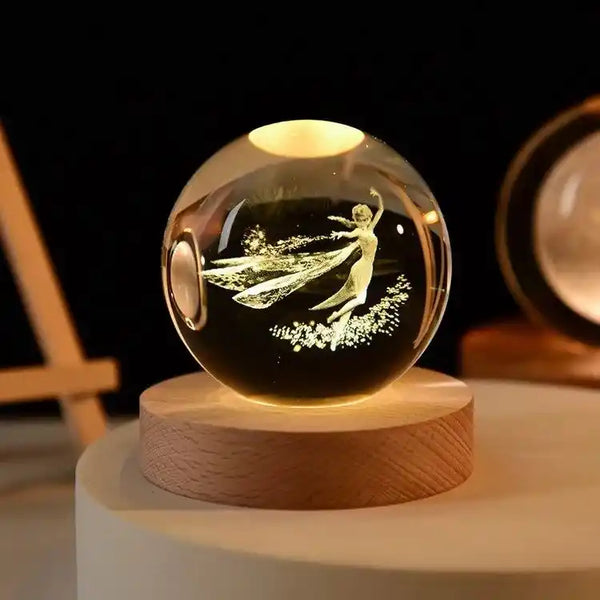 Zynella Celestial: 3D Laser-Etched Crystal Ball Night Light