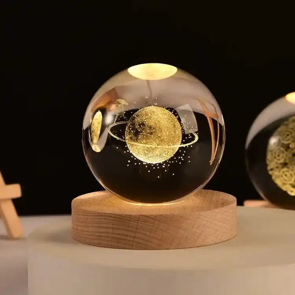 Zynella Celestial: 3D Laser-Etched Crystal Ball Night Light