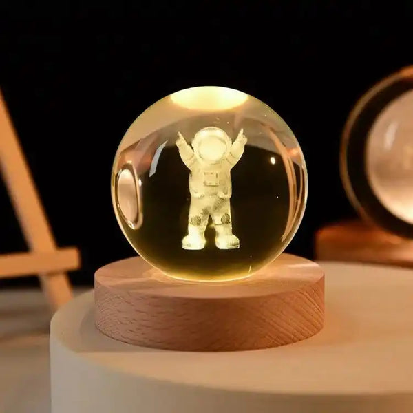 Zynella Celestial: 3D Laser-Etched Crystal Ball Night Light