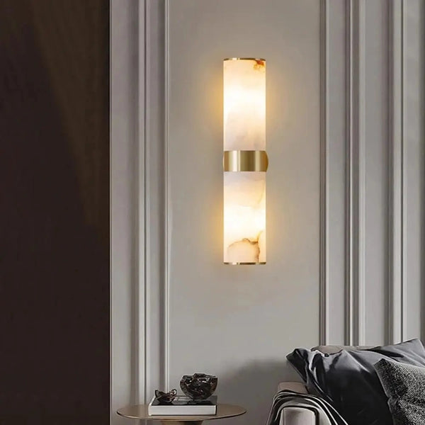 Zynella Antique Gold Marble Wall Lamp