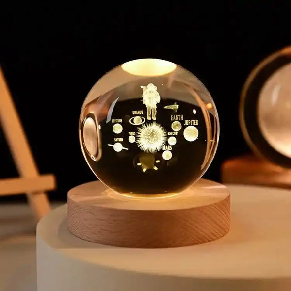Zynella Celestial: 3D Laser-Etched Crystal Ball Night Light
