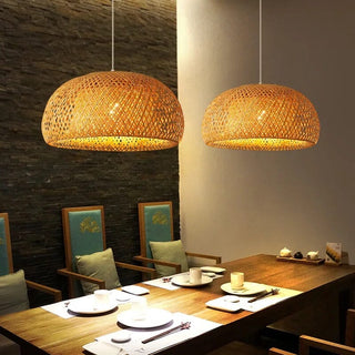 Bamboo basket Lampshade Modern  Chic Glass Globe Pendant