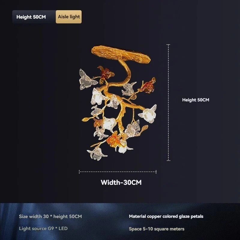 Zynella Willow Branch Modern Crystal Wall Light