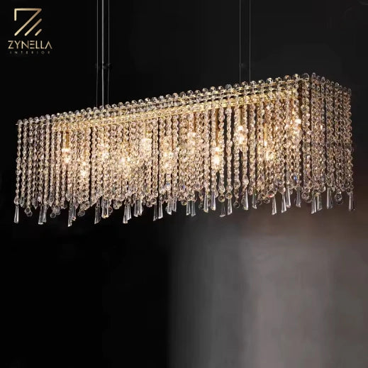 Zynella Luxury Modern Crystal Flush Mount Chandelier for Living & Dining Room