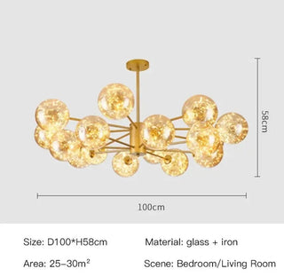 Magic Bean Glass Chandelier Modern  Vintage Brass Accent Lighting