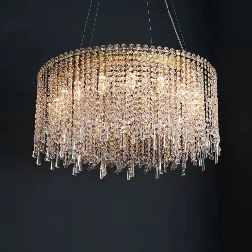 Zynella Luxury Modern Crystal Flush Mount Chandelier for Living & Dining Room