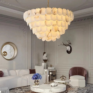 Molly Alabaster Tiered Chandelier Modern  Elegant Teardrop LED Pendant