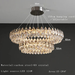 Celestial Glow K9 Crystal Chandelier Modern  Classic Drum Shade Ceiling Light