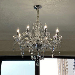 Zynella Italian K9 Candlestick Chandelier Modern  Sleek Linear Suspension Light