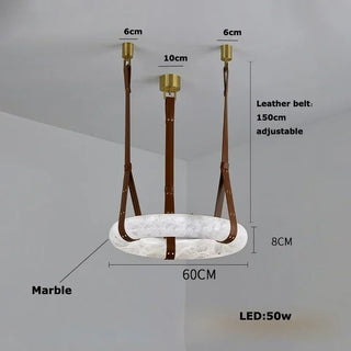 Leather Belt Marble Ring Pendant Modern  Luxury Marble Base Table Lamp