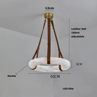 Leather Belt Marble Ring Pendant Modern  Luxury Marble Base Table Lamp