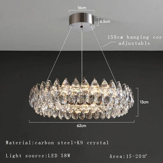 Celestial Glow K9 Crystal Chandelier Modern  Classic Drum Shade Ceiling Light