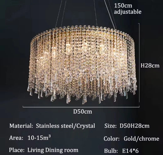 Zynella Luxury Modern Crystal Flush Mount Chandelier for Living & Dining Room
