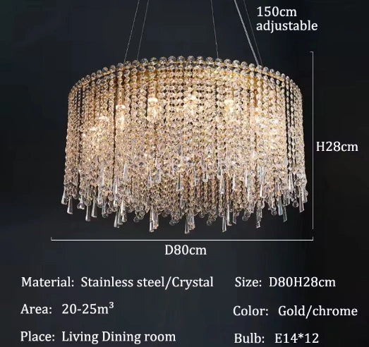 Zynella Luxury Modern Crystal Flush Mount Chandelier for Living & Dining Room