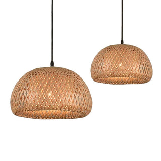 Bamboo basket Lampshade Modern  Chic Glass Globe Pendant