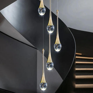 Water Drop Crystal Pendant Refined Modern  Sculptural Spiral LED Fixture