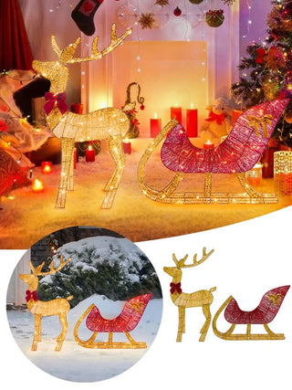 Holiday Glow Reindeer Sleigh Modern  Art Deco Inspired Illumination