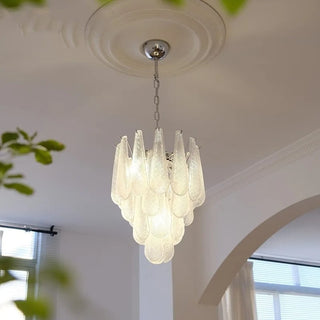 Frosted Veil Snowfall Chandelier Modern  Scandinavian Wooden Accent Light
