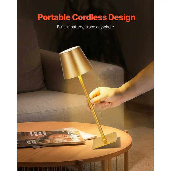 Zynella Aurelia: Modern Gold Cordless Table Lamps (Set of 2)