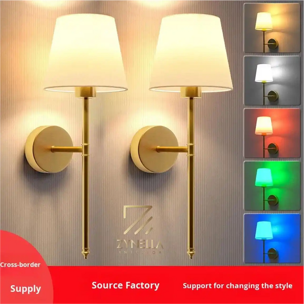Zynella Renaissance: Wireless Gold Wall Sconces (Set of 2)