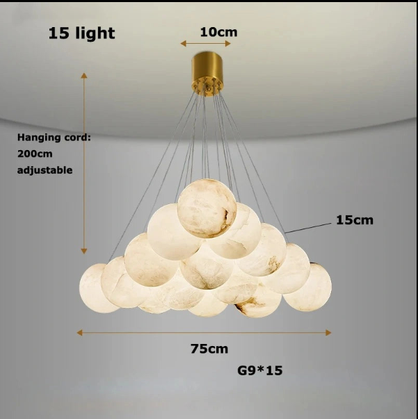 Zynella Marble Round Ball Marble Pendant Light