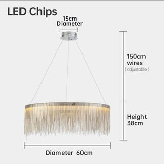 Zynella Round Tassel Chain Chandelier Modern  Timeless Lantern Style Wall Lamp