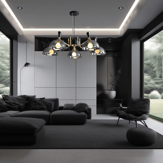 Grosvenor Black Glass LED Chandelier Modern  Opulent Multi-Tier Crystal Chandelier