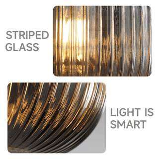 Nordic Vintage Style Striped Glass Pendant Modern  Vintage Brass Accent Lighting