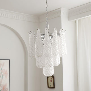 Frosted Veil Snowfall Chandelier Modern  Scandinavian Wooden Accent Light